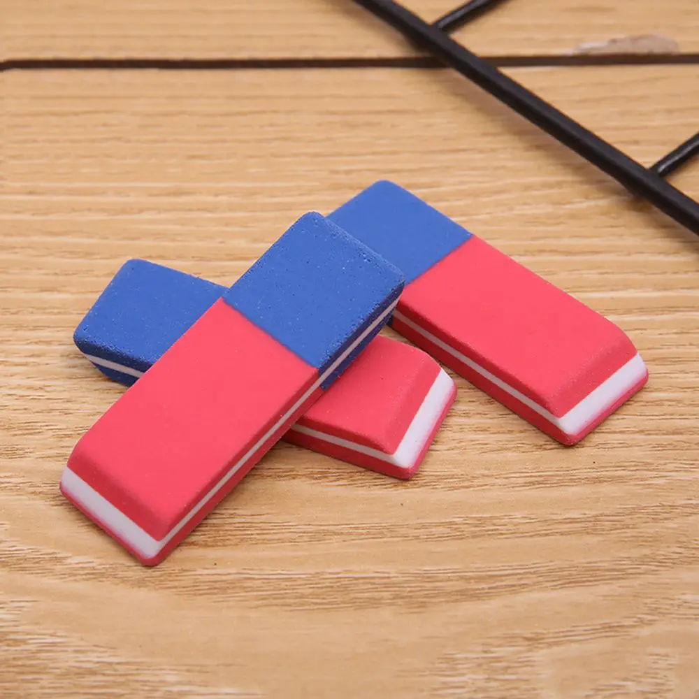 

3PCS Red and Blue Matte Learning Eraser Student Lovely Stripe Pencil Eraser Korean Creative Stationery Novelty Item