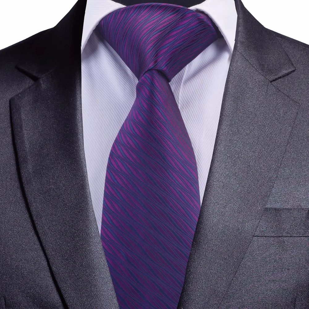 GUSLESON 8 см мужской галстук полосатый галстук для свадьбы черный фиолетовый синий галстук для бизнеса жаккардовый шелковый галстук