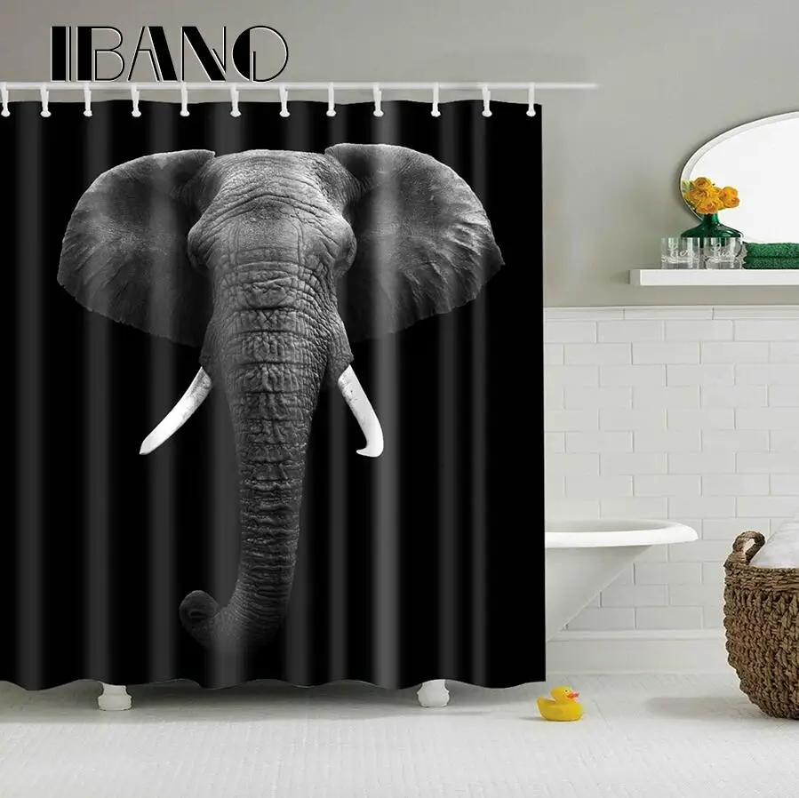 Deisgn мультфильм слон занавеска для душа Водонепроницаемый полиэстер ткань занавеска для ванной комнаты с 12 Крючки ПВХ 1 шт./партия - Цвет: TZ170519