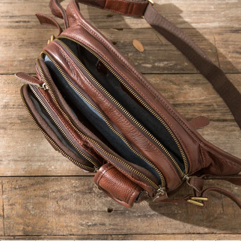 US $42.21 Aetoo Quality Men Leather Cowhide Vintage Sling Chest Back Day Pack Travel Fashion Cross Body Messenger Shoulder Bag