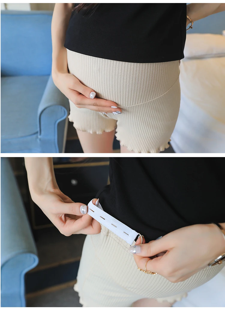 Брюки для беременных женщин летние Леггинсы для беременных хлопковые Серебристые шорты для живота однотонные плиссированные Защитные шорты