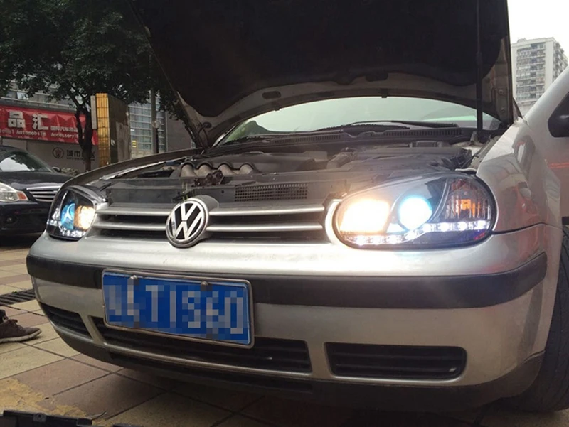 Hireno фары для 2003-2009 Volkswagen Гольф 4 Гольф 4 фар сборки LED DRL ангел объектив двойной луч HID ксеноновые 2 шт