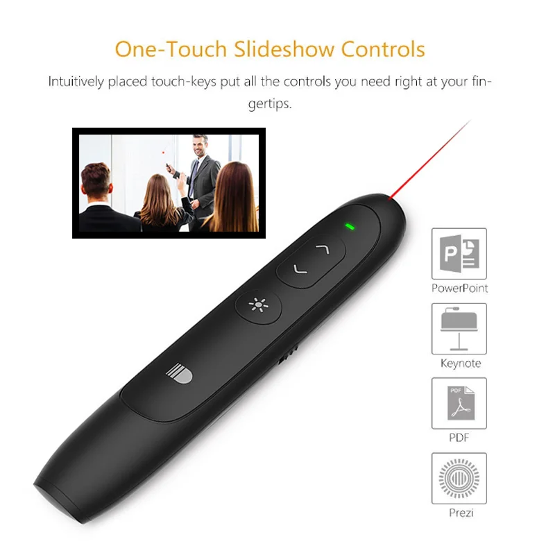 

Wireless Presenter, 2.4GHz RF Remote Control PPT Powerpoint Clicker Laser Pointer USB Receiver Presentation Pointer Pen