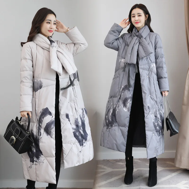 KULAZOPPER женский утолщенный пуховик винтажный элегантный тонкий длинный пуховик женские зимние пальто Er22