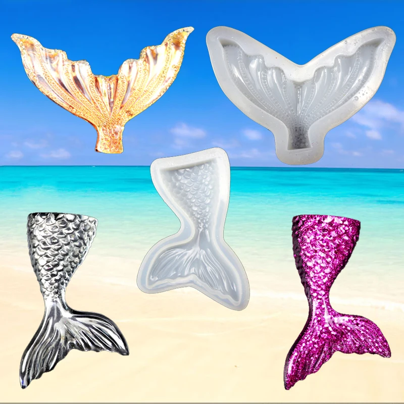 

QIAOQIAODIY Mermaid Tail Silicone Mold Fondant Cupcake Cake Decorating Baking Tools Handmade Soap UV resin Mold Fish Fork tail