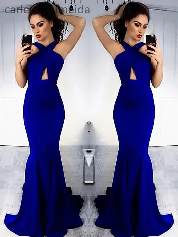 Vestido de festa элегантный атласное с юбкой русалкой на выпускной вечерние сексуальное