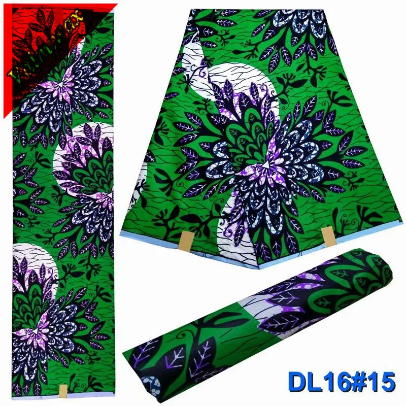 

2018 wax african 100% polyester wax fabric for patchwork sewing Nigerian wrapper green mix purple 6yards for dress QD