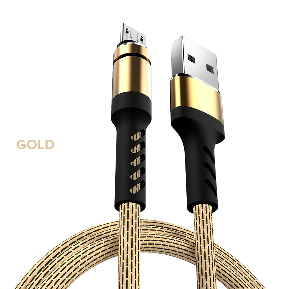 Venroii Micro USB кабель для зарядки и синхронизации данных 1 м шнур зарядного устройства для телефона samsung S7 J5 huawei Honor 9I 8X Xiaomi Redmi Note 5 4 - Цвет: Gold