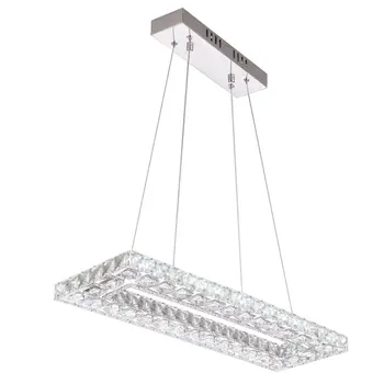 

HAIXIANG 3 Sides Crystal Ceiling Lamp Rectangular Restaurant Rmote Control Lamp Dimmable Chandelier Lighting for Dining Room