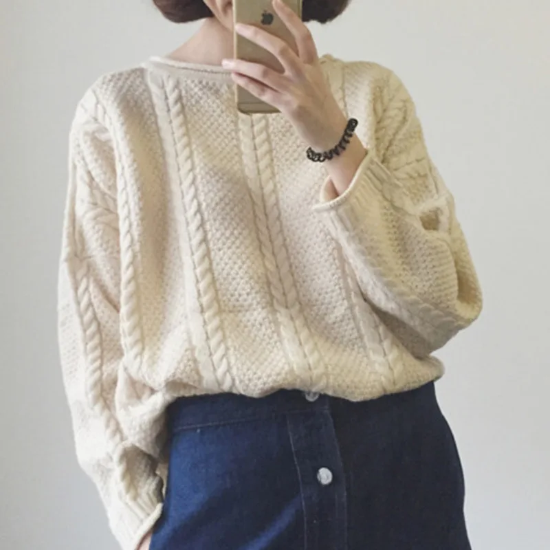 

LANMREM 2019 Autumn Winter New Casual Fashion Temperament Women Loose Plus Pullover Sweater Solid Color Sweater TC435