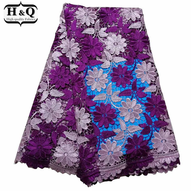 

2019 Flower Lace Fabric African Water Soluble Lace Fabric 5 Yards Embroidery African Cord Lace With High Quality For Party Dress