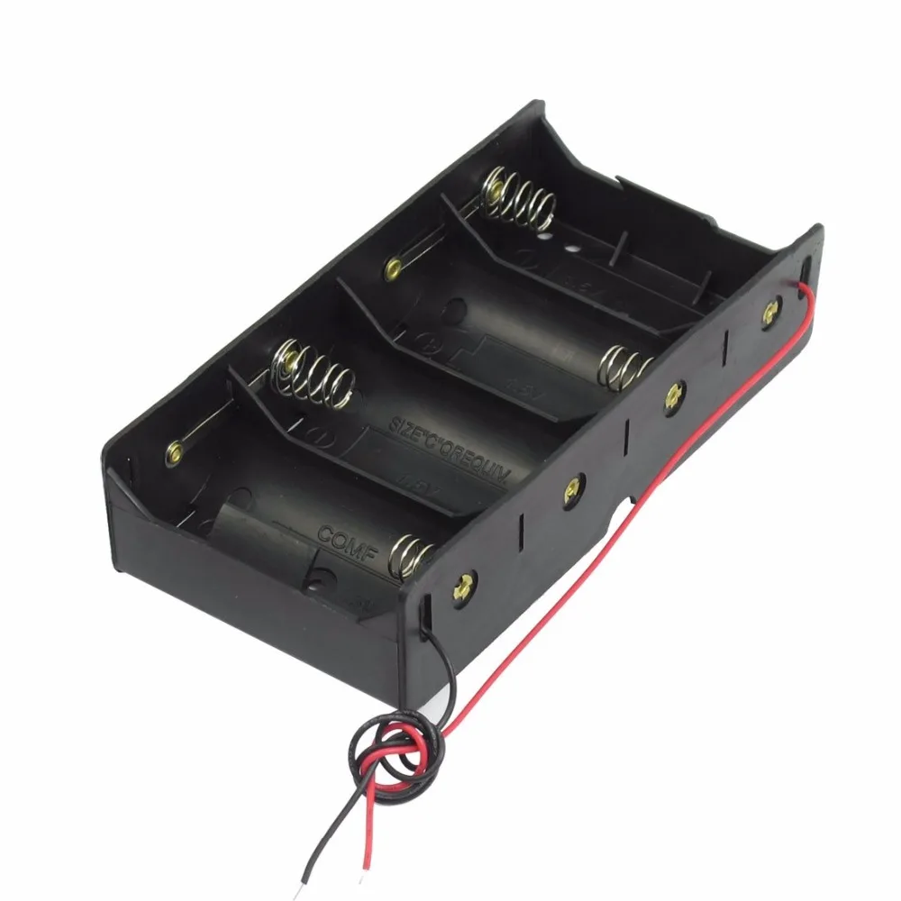 Пружинный зажим черный 4x1 5 V D держатель батареи Чехол для хранения сотовый ящик с