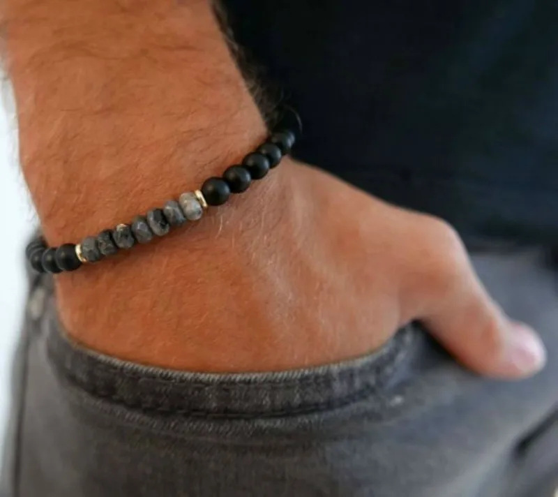

Fashion Bead Bracelet Men 2019 New Trendy Men Beaded Bracelet 6mm Stone Beads Charm Bracelet For Men Jewelry Gift