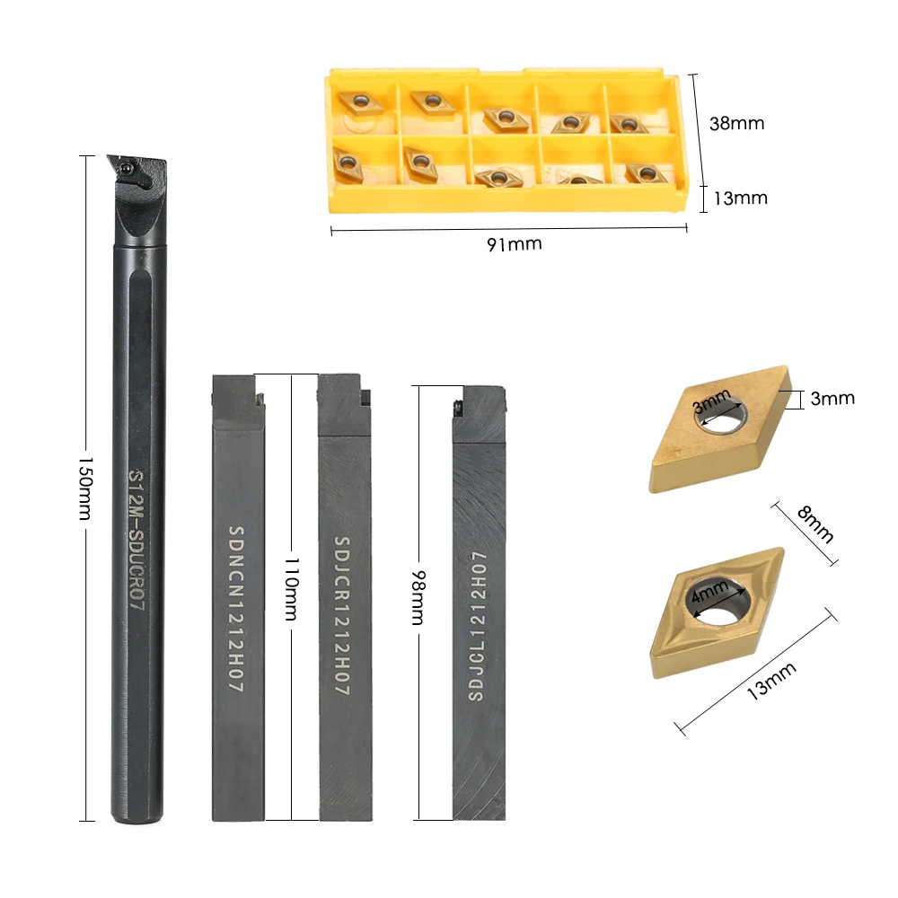 4 шт. S12M-SDUCR07/SDNCN1212H07/SDJCL1212H07/SDJCR1212H07 оправки 10 шт./кор. DCMT0702 вставки карбида 4 шт. ключ токарный станок CNC