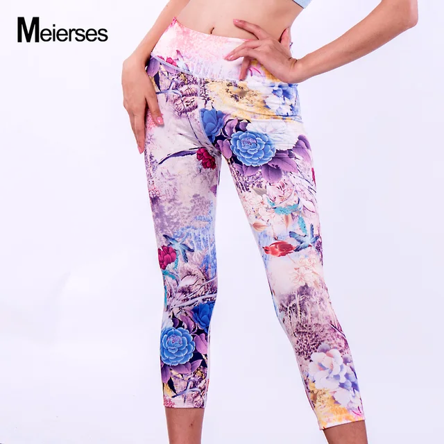 meierses sports leggings elasticity quick dry fitness clothes 3 4 plus size fitness wear