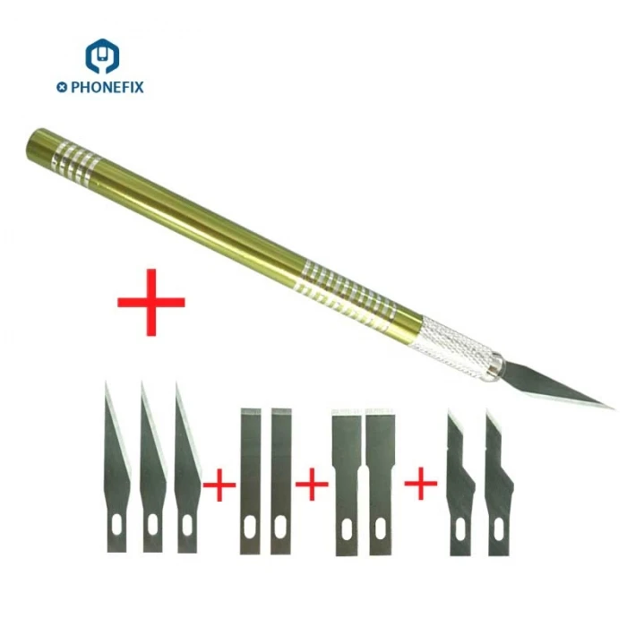 

Non-Slip Metal Scalpel Knife Tools Kit Cutter Engraving Craft knives + 4kinds 10pcs Blades Mobile Phone PCB DIY Repair Hand Tool