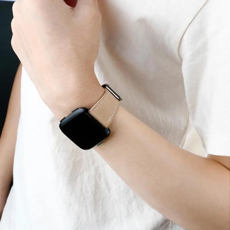 Классический кожаный регулируемый ремешок для часов браслет наручный ремешок на замену для Fitbit Versa Смарт часы