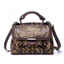 Женская сумка-мессенджер на плечо, тисненая сумка с верхней ручкой, роскошная Ретро женская сумка-тоут, кошелек из натуральной воловьей кожи, сумка через плечо