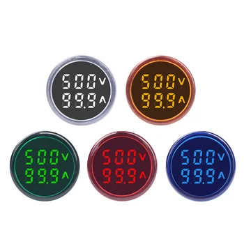 

Round LED Dual Display AC Amp Volt Ampermeter Voltmeter Ammeter Digital Voltage Current Ampere Meter Indicator 60-500V 220V 100A