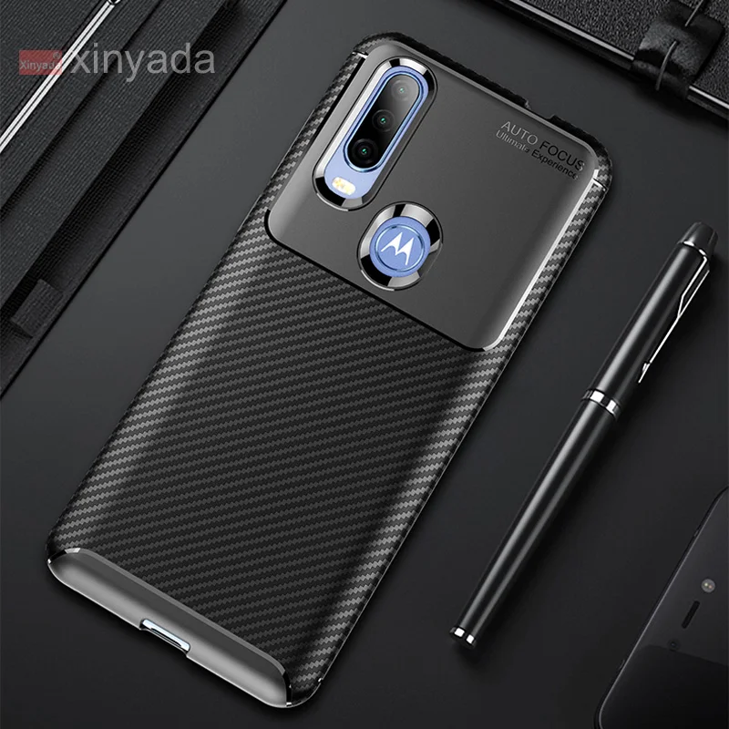 

Soft Cover Case For Motorola Moto One Vision One Pro Case luxury Skin Silicone Tpu Carbon Fiber Armor Shell Bumper coque