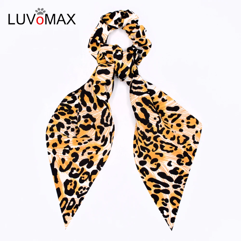 

Leopard Hair Ties Vintage Women Streamers Scrunchies Ponytail Holder Bow Hair Tie Hair Rope Rubber Bands Hair Accessories Scarf
