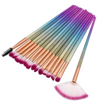 

New 15Pcs/Set Cone Colorful Gritty Handle Makeup Brush Set Foundation Powder Eyeshadow Brush