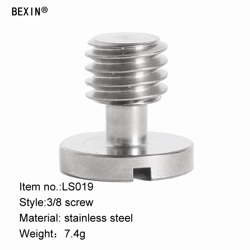 

3/8" UNC stainless steel slotted round screw for tripod monopod ball head quick release plate