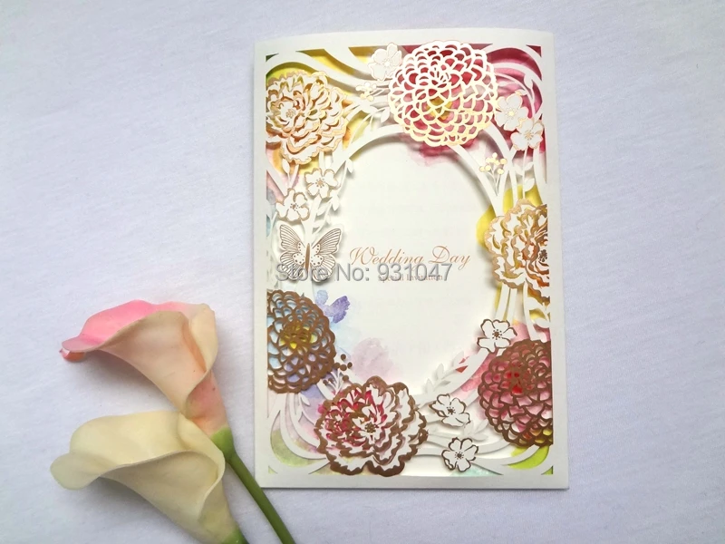 50 New Personalize Laser Cut Wedding Invitation Fairy Tale Creative Decoration Bridal Party Supplies Flower Printed |