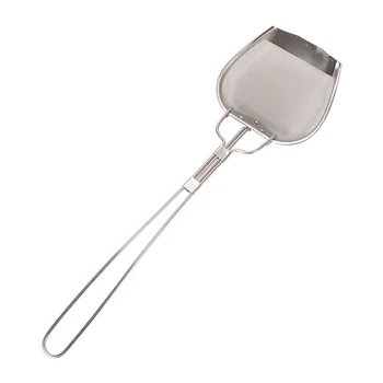 

Stainless steel oil dregs slag shovel drain oil grid slag filter screen strainer colander deep fry kitchen tool