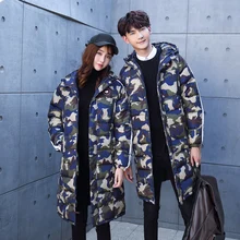 Men Women Winter Warm Long Cotton Padded Hooded Parka Jacket Male Fashion Casual Slim Fit Thick Coat Outerwear