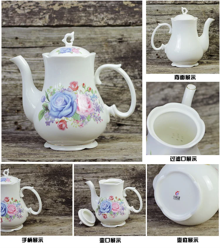 Fashion British Bone China Coffee Pot European Style Afternoon Tea Teaset Ceramic Teapot Coffee Pot Flower Tea Pot Porcelain Pot