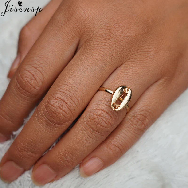 Jisensp винтажные кольца ракушки для женщин девочек модное Золотое очаровательное кольцо на палец эффектное женское Ювелирное кольцо ручной работы подарок на праздник