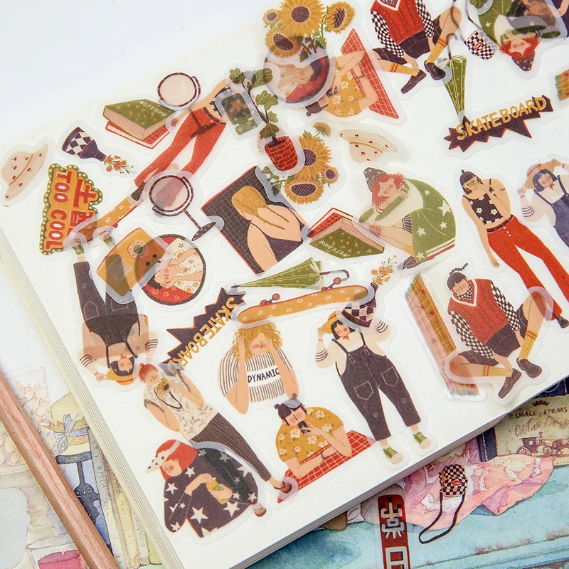 Сладкая Девочка суккулент растения в горшках бумажная наклейка японский и корейский стиль дневник декоративная наклейка Детские канцелярские принадлежности