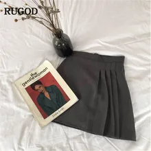 RUGOD плиссированные женские короткие юбки harajuku стиль мини бренд лето весна эластичные винтажные однотонные повседневные falda юбки