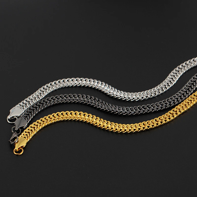 

Bracelets For Men Women 7mm Gold/Black/Silver Stainless Steel Curb Cuban Link Chain Bracelets Party Jewelry Gift