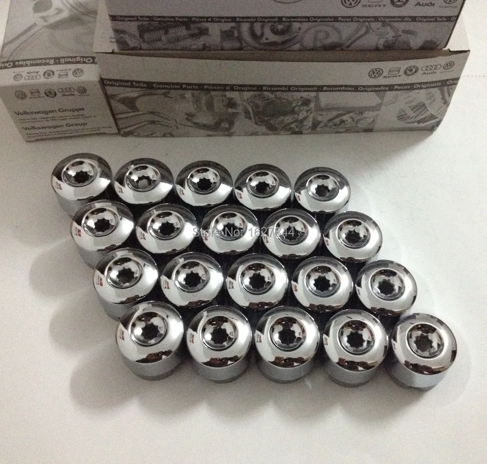 GENUINE NEW 100 pcs VW TOUAREG TRANSPORTER T5 WHEEL NUT BOLT CHROME