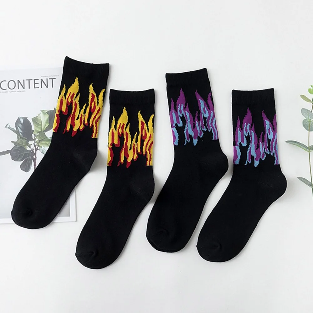 10 пар хит Blaze короткие носки бушующее пламя Unisex Пары Любители Heat Wave хип-хоп довольно Ультрафиолетовый Прохладный INS носки