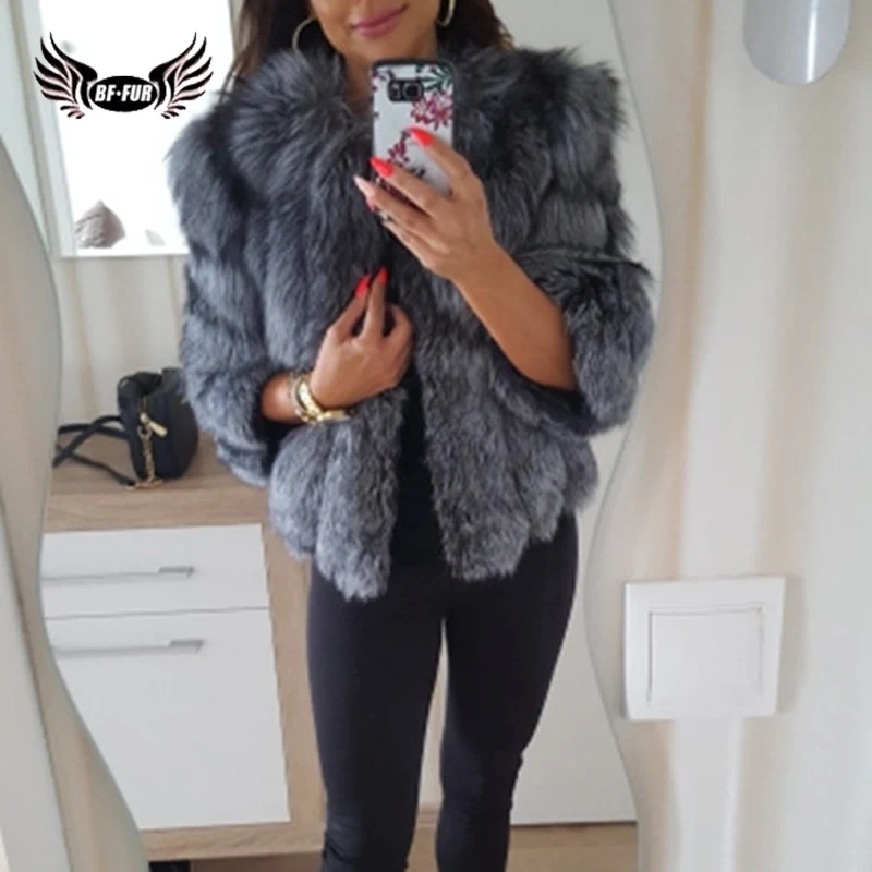 Top Quality Whole Skin Genuine Silver Fox Fur Coat Women's Sliver Fox Fur Jacket Real Fur Coats Short Medium Style BF-C0015 Coats
