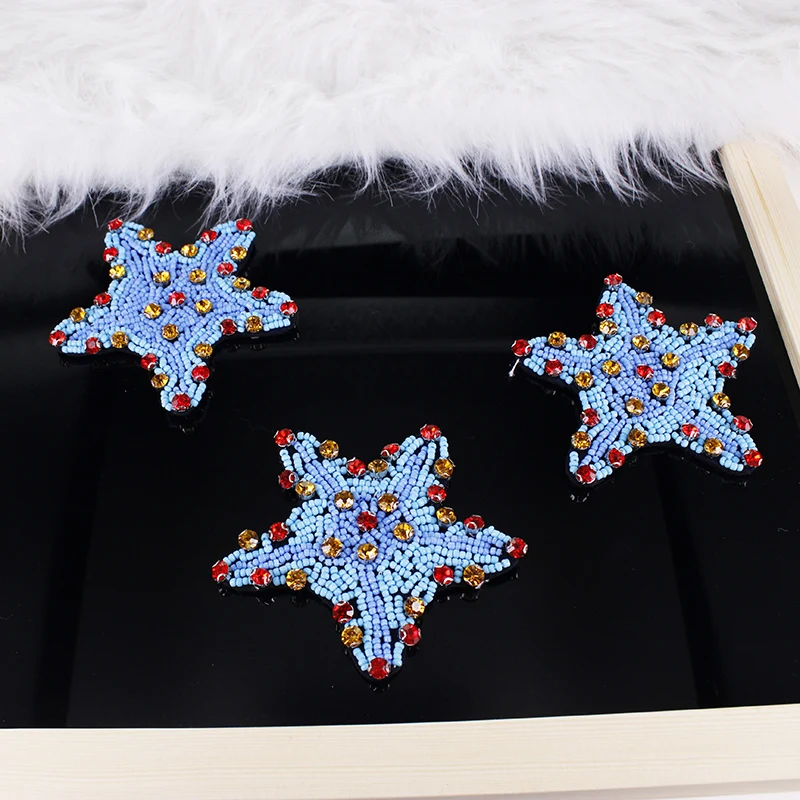 

Beaded Starfish Embroidery Patch Rhinestone Star Sew On Patches Applique For Clothing Garment Stickers DIY Sewing Craft