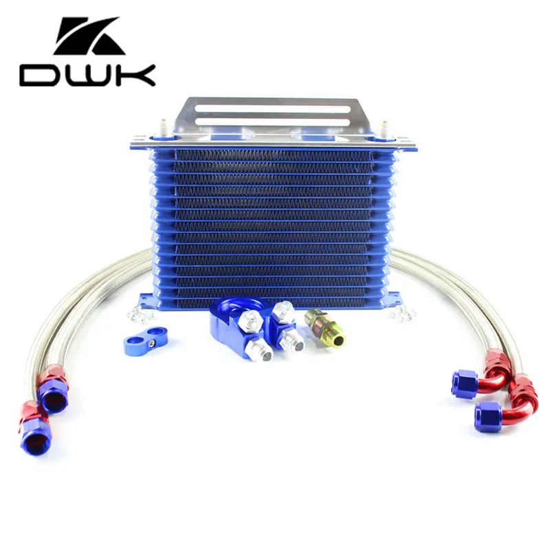 DWK Universal 15 Row AN10 15Rows Engine Oil Cooler Radiator Kits+Filter