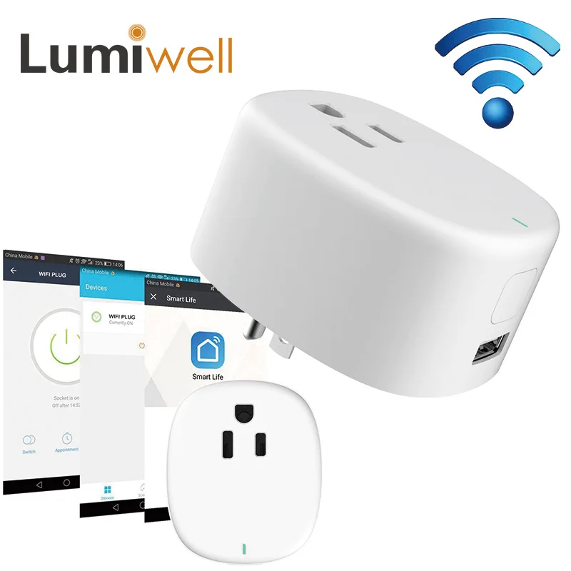 

Lumiwell smart wifi plug wireless electrical socket outlet app control timer UL FCC US American remote control home automation