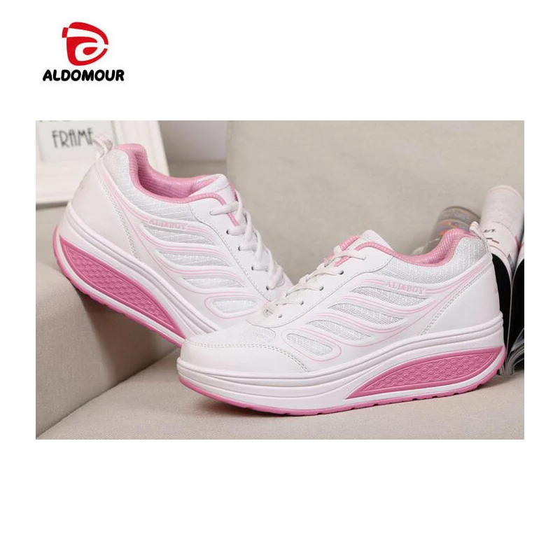 

ALDOMOUR Women's Sneakers Platform toning Wedge Light weight zapatillas sports shoes for women Swing Shoes Breathable Slimming