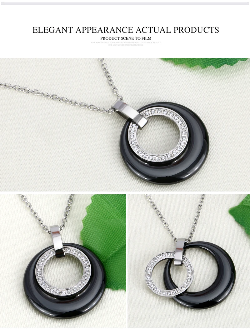 Новое поступление, циркониевое керамическое ожерелье s& Кулоны для женщин, ювелирные изделия, двойной круг CZ, свадебные женские ожерелья-чокеры, подарок