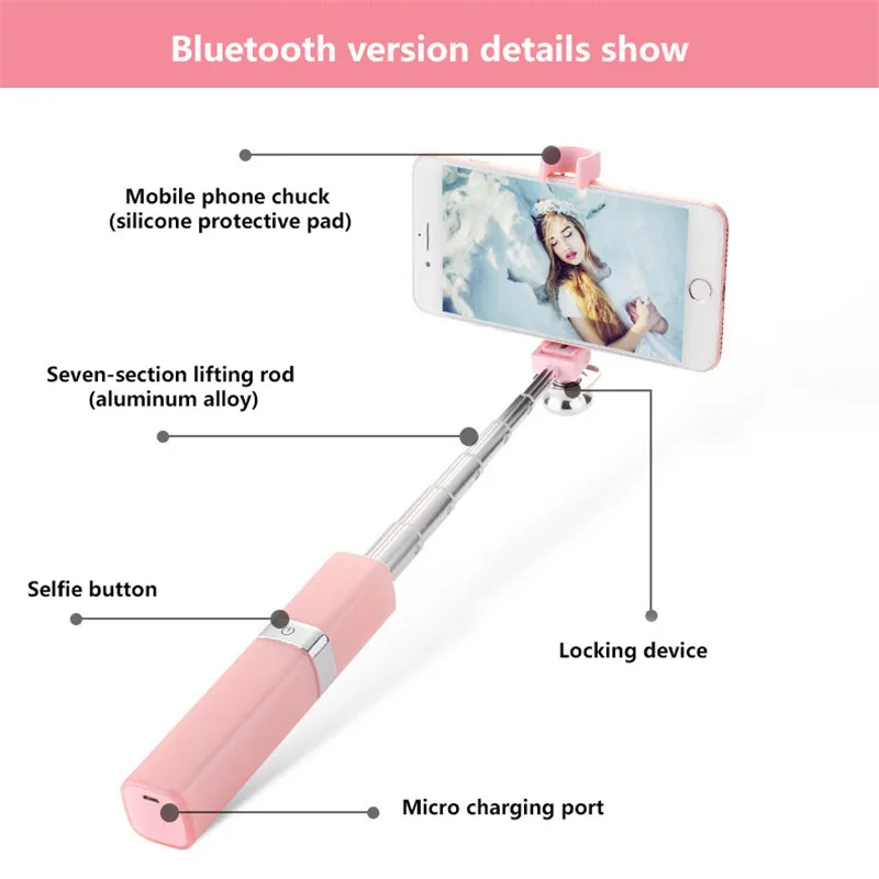 Tycipy переносной Беспроводной палка для селфи Bluetooth мини телефон клип с кнопкой iphone
