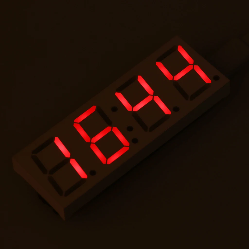 Электронный DIY точечный матричный светодиодный набор часов, цифровой дисплей, зеленый/красный/синий/белый светильник, 5 В, микро-usb, автомобильные часы с номером - Цвет: red