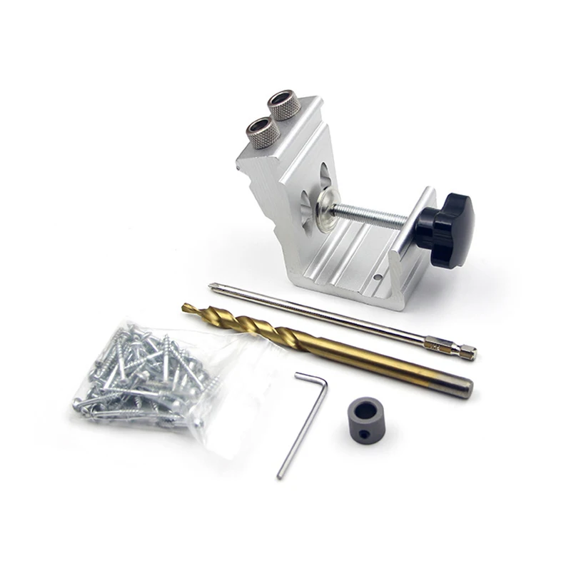 

Woodworking Drilling Locator Wood Dowel Hole Drilling Jig Drill Bit Kit Carpentry Positioner Tool QJ888