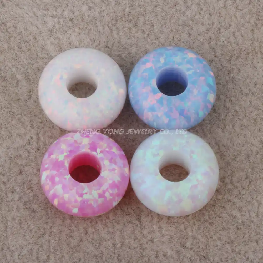 Chinese Fire Opal Donut Beads Round Circle Beads Round Big Hole Beads Round Spacer Beads Handmade Beads 2 Piece 12mm-25mm