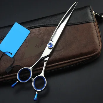 

7 Inch left hand Cutting Scissors Professional Shears hair Curved scissors Hairdressing Pet Scissors Two-tail Dogs Cats grooming