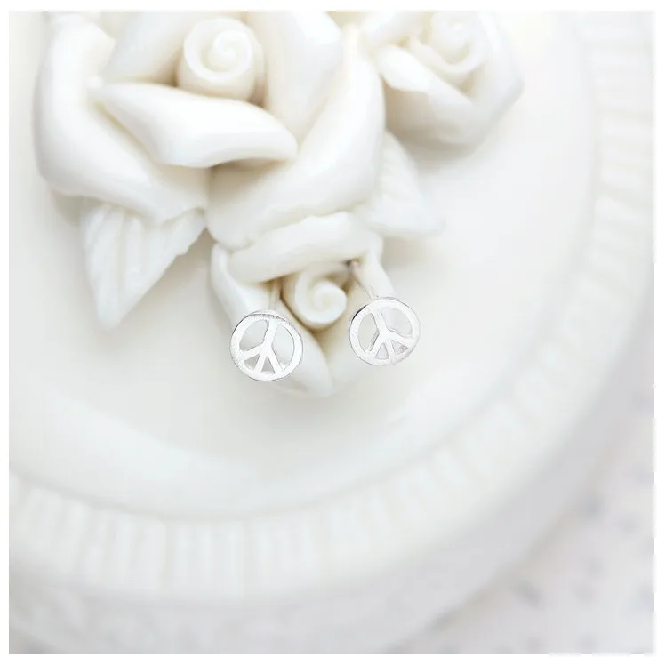 MIESTILO Tiny 5 мм Love Peace Настоящее серебро 925 пробы серьги Ретро стиль Круглые CND