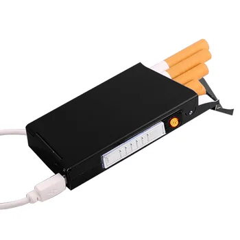 

Cigarette Case With USB Electronic Lighter Portable Metal Super Slim Cigarette Box Holder Flameless Cigaret Lighter Case